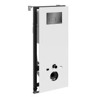 Инсталляция для унитаза Wasserkraft Abens 20TLT.010.ME.WH.PB03, декоративная стеклянная панель белая, механическая кнопка смыва черная