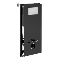 Инсталляция для унитаза Wasserkraft Abens 20TLT.010.ME.BL.WH03, декоративная стеклянная панель черная, механическая кнопка смыва белая