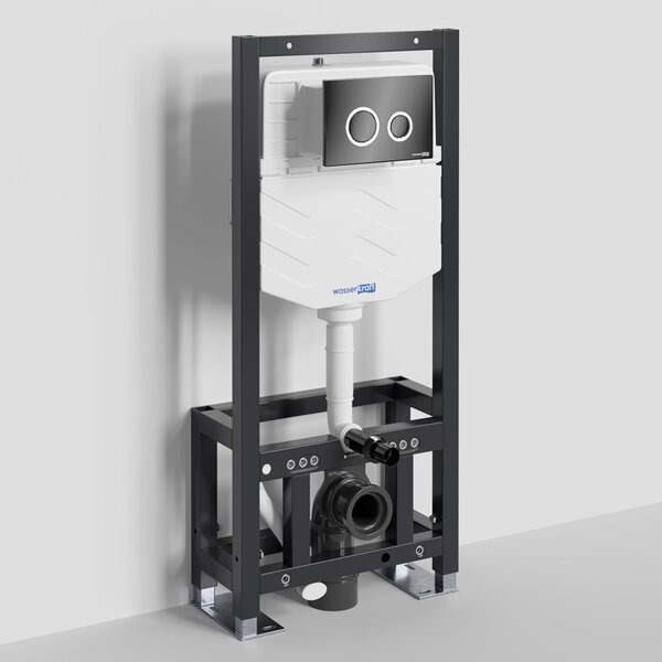 Инсталляция для унитаза Wasserkraft Dill 61TLT.010.ME.PB01, механическая клавиша черная, ободки хром