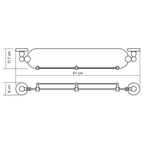 Полка стеклянная с бортиком Wasserkraft Diemel, Diemel K-2244