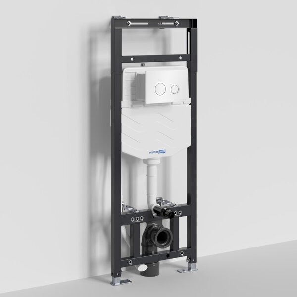 Инсталляция для унитаза Wasserkraft Alme 15TLT.010.ME.WH01, механическая клавиша белая, ободки хром