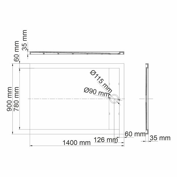 Душевой поддон Wasserkraft Rhin 44T36, 140 х 90 см, белый, текстура - мрамор