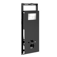 Инсталляция для унитаза Wasserkraft Salm 27TLT.010.ME.BL.BN04, декоративная стеклянная панель черная, механическая кнопка смыва никель