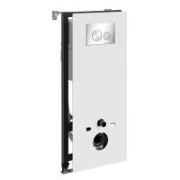 Инсталляция для унитаза Wasserkraft Abens 20TLT.010.ME.WH.BN02, декоративная стеклянная панель белая, механическая кнопка смыва никель