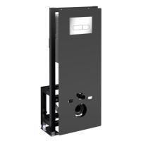 Инсталляция для унитаза Wasserkraft Glan 66TLT.010.ME.BL.CH03, декоративная стеклянная панель черная, механическая кнопка смыва хром