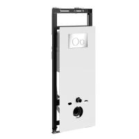 Инсталляция для унитаза Wasserkraft Salm 27TLT.010.ME.WH.CH02, декоративная стеклянная панель белая, механическая кнопка смыва хром