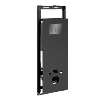 Инсталляция для унитаза Wasserkraft Salm 27TLT.010.ME.BL.PB02, декоративная стеклянная панель черная, механическая кнопка смыва черная