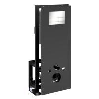 Инсталляция для унитаза Wasserkraft Glan 66TLT.010.ME.BL.BN04, декоративная стеклянная панель черная, механическая кнопка смыва никель