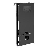 Инсталляция для унитаза Wasserkraft Abens 20TLT.010.ME.BL.MB02, декоративная стеклянная панель черная, механическая кнопка смыва черная матовая