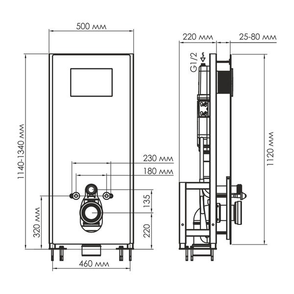 Инсталляция для унитаза Wasserkraft Glan 66TLT.010.ME.WH.CH01, декоративная стеклянная панель белая, механическая кнопка смыва хром