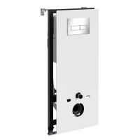 Инсталляция для унитаза Wasserkraft Abens 20TLT.010.ME.WH.BN03, декоративная стеклянная панель белая, механическая кнопка смыва никель