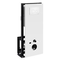 Инсталляция для унитаза Wasserkraft Glan 66TLT.010.ME.WH.WM02, декоративная стеклянная панель белая, механическая кнопка смыва белая матовая