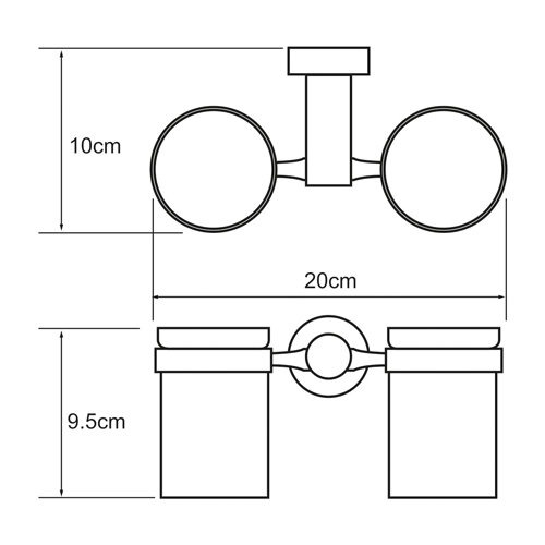 Стакан стеклянный с держателем Wasserkraft Donau, двойной, K-9428D
