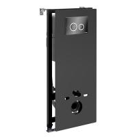 Инсталляция для унитаза Wasserkraft Abens 20TLT.010.ME.BL.PB01, декоративная стеклянная панель черная, механическая кнопка смыва черная, ободки хром