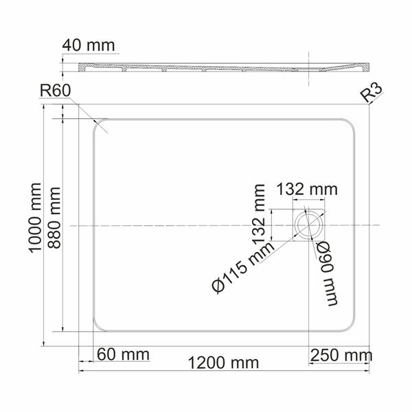 Душевой поддон Wasserkraft Neime 19T 19T10, 120 х 100 см, черный, текстура - мрамор