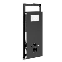 Инсталляция для унитаза Wasserkraft Salm 27TLT.010.ME.BL.WH02, декоративная стеклянная панель черная, механическая кнопка смыва белая