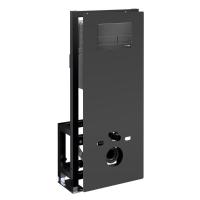 Инсталляция для унитаза Wasserkraft Glan 66TLT.010.ME.BL.MB04, декоративная стеклянная панель черная, механическая кнопка смыва черная матовая