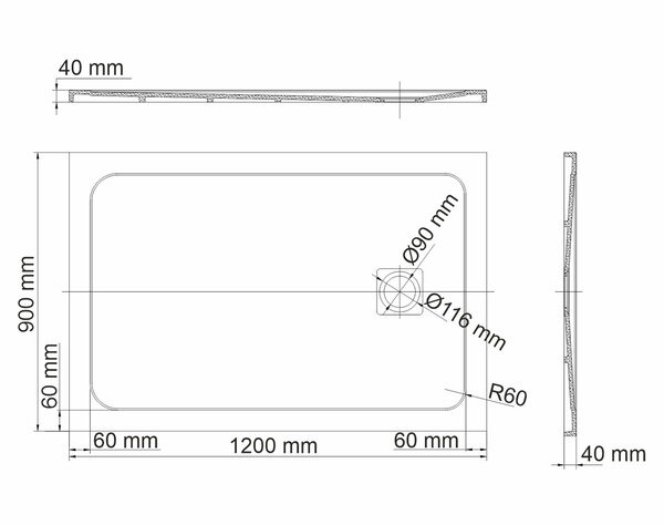 Душевой поддон Wasserkraft Neime 19T 19T07, 120 х 90 см, черный, текстура - мрамор