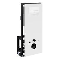 Инсталляция для унитаза Wasserkraft Glan 66TLT.010.ME.WH.WH04, декоративная стеклянная панель белая, механическая кнопка смыва белая