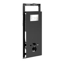 Инсталляция для унитаза Wasserkraft Salm 27TLT.010.ME.BL.BN03, декоративная стеклянная панель черная, механическая кнопка смыва никель