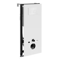 Инсталляция для унитаза Wasserkraft Abens 20TLT.010.ME.WH.WH03, декоративная стеклянная панель белая, механическая кнопка смыва белая