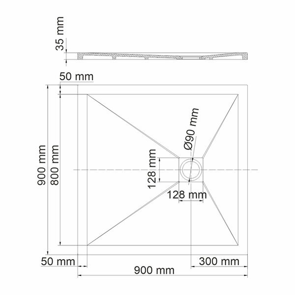 Душевой поддон Wasserkraft Dill 61T 61T03, 90 х 90 см, черный матовый