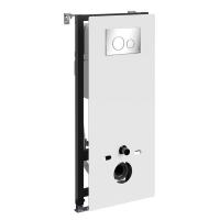 Инсталляция для унитаза Wasserkraft Abens 20TLT.010.ME.WH.CH02, декоративная стеклянная панель белая, механическая кнопка смыва хром