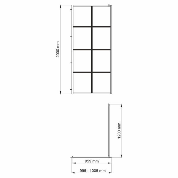 Душевая перегородка Wasserkraft Glan 66W44 со свободным входом, 100 см, стекло прозрачное с принтом, профиль черный
