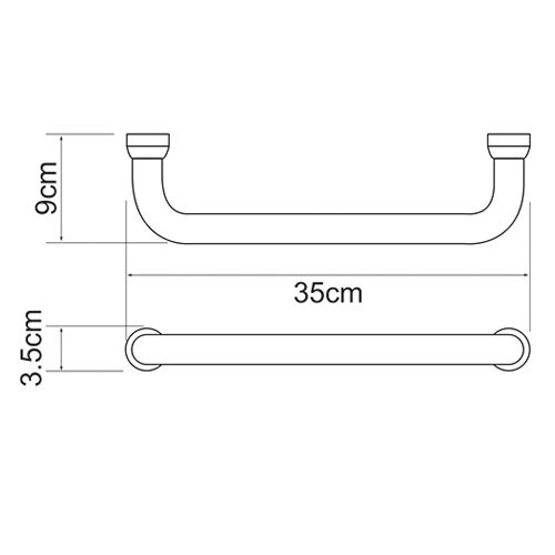 Поручень для ванны Wasserkraft Серия К, 35 см, хром, K-1066