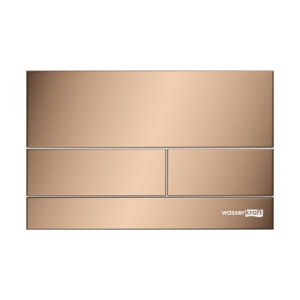 Инсталляция для унитаза Wasserkraft Glan 66TLT.010.ME.BL.RG04, декоративная стеклянная панель черная, механическая кнопка смыва золото розовое