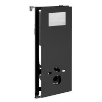 Инсталляция для унитаза Wasserkraft Abens 20TLT.010.ME.BL.WM04, декоративная стеклянная панель черная, механическая кнопка смыва белая матовая