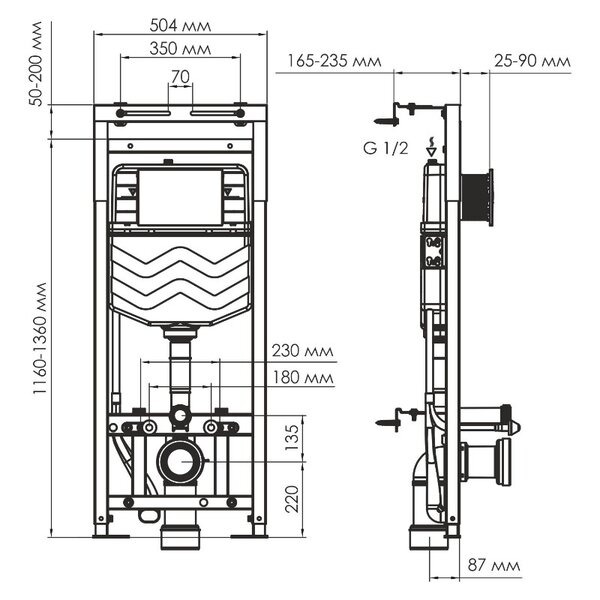 Инсталляция для унитаза Wasserkraft Alme 15TLT.010.ME.CH01, механическая клавиша хром