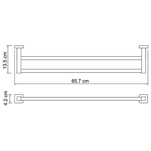 Полотенцедержатель Wasserkraft Lippe, двойной, 65 см, хром, K-6540