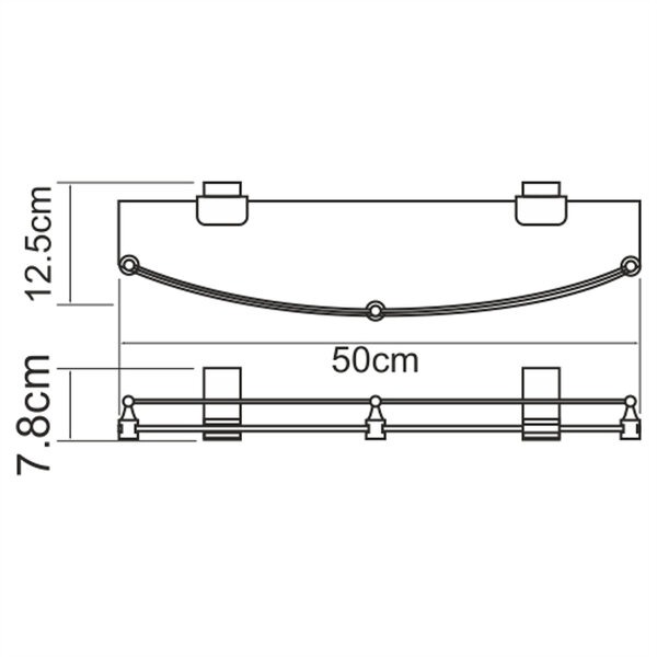 Полка стеклянная с бортиком Wasserkraft Lopau, K-6044