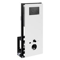 Инсталляция для унитаза Wasserkraft Glan 66TLT.010.ME.WH.MB01, декоративная стеклянная панель белая, механическая кнопка смыва черная матовая