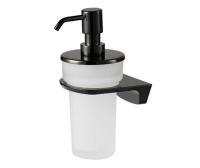 Дозатор для жидкого мыла с держателем Wasserkraft Glan, PVD - покрытие, черный глянец, K-5199