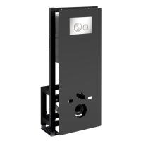 Инсталляция для унитаза Wasserkraft Glan 66TLT.010.ME.BL.BN02, декоративная стеклянная панель черная, механическая кнопка смыва никель