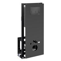 Инсталляция для унитаза Wasserkraft Glan 66TLT.010.ME.BL.MB03, декоративная стеклянная панель черная, механическая кнопка смыва черная матовая