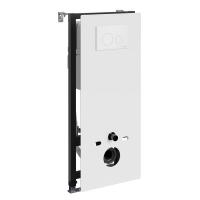 Инсталляция для унитаза Wasserkraft Abens 20TLT.010.ME.WH.WM02, декоративная стеклянная панель белая, механическая кнопка смыва белая матовая