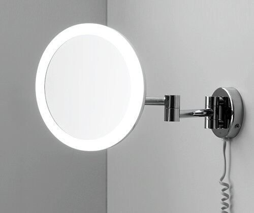 Настенное косметическое зеркало Wasserkraft Серия К, с 3-х кратным увеличением и Led-подсветкой, цвет держателя - хром, K-1004