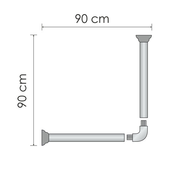 Карниз для ванны Wasserkraft Dinkel SC-469090, 90 х 90 см, хром