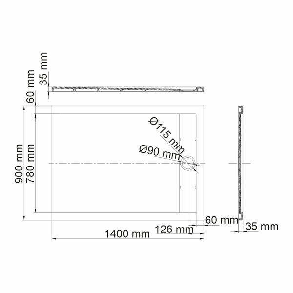 Душевой поддон Wasserkraft Abens 20T36, 140 х 90 см, черный матовый
