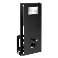 Инсталляция для унитаза Wasserkraft Glan 66TLT.010.ME.BL.BN01, декоративная стеклянная панель черная, механическая кнопка смыва никель