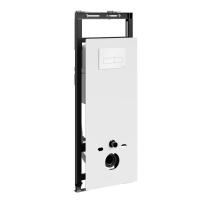 Инсталляция для унитаза Wasserkraft Salm 27TLT.010.ME.WH.WH03, декоративная стеклянная панель белая, механическая кнопка смыва белая