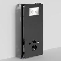 Инсталляция для унитаза Wasserkraft Abens 20TLT.010.ME.BL.BN01, декоративная стеклянная панель черная, механическая кнопка смыва никель