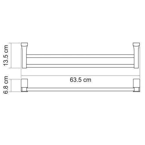 Полотенцедержатель двойной Wasserkraft Leine, 65 см, хром, K-5040W