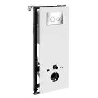 Инсталляция для унитаза Wasserkraft Abens 20TLT.010.ME.WH.CH01, декоративная стеклянная панель белая, механическая кнопка смыва хром