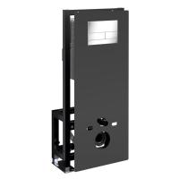 Инсталляция для унитаза Wasserkraft Glan 66TLT.010.ME.BL.CH04, декоративная стеклянная панель черная, механическая кнопка смыва хром