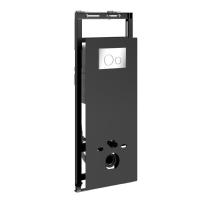 Инсталляция для унитаза Wasserkraft Salm 27TLT.010.ME.BL.CH02, декоративная стеклянная панель черная, механическая кнопка смыва хром