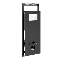 Инсталляция для унитаза Wasserkraft Salm 27TLT.010.ME.BL.WH01, декоративная стеклянная панель черная, механическая кнопка смыва белая, ободки хром